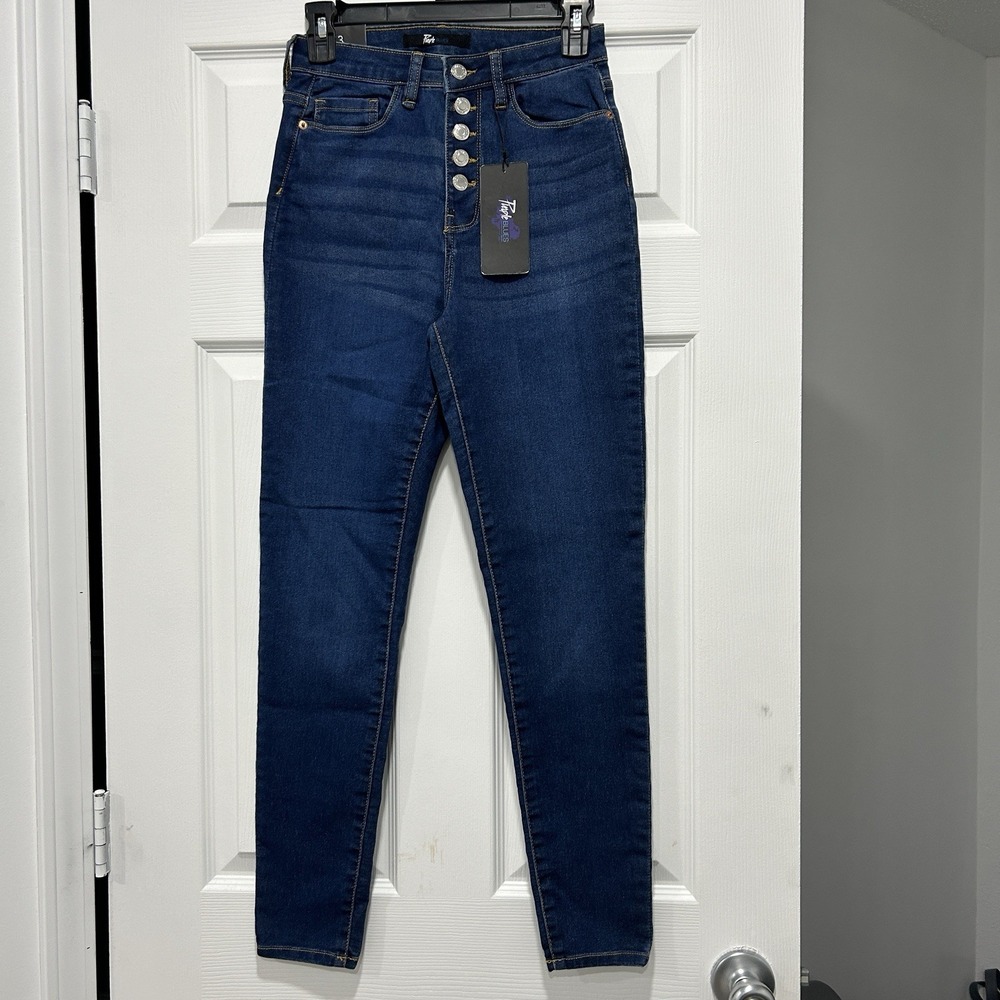NWT Purple Blues Womens‎ Size 3 Button Down Ankle Skinny Jeans 555 Dark Blue